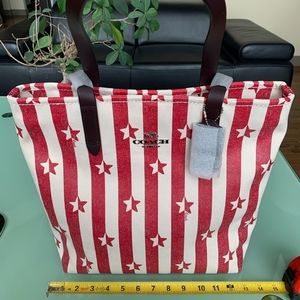 NWOT Coach Canvas Tote Stars/Stripe Large Bag